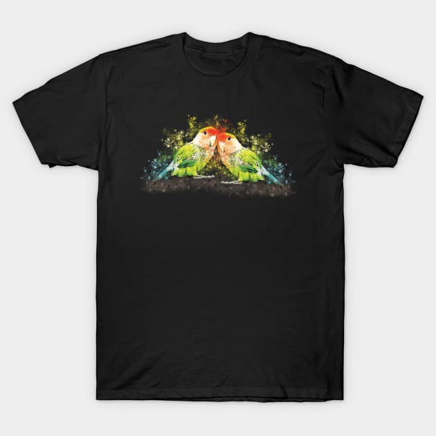 Lovebird parrot, pair of birds, watercolor Love Bird T-Shirt by Einstein Parrot